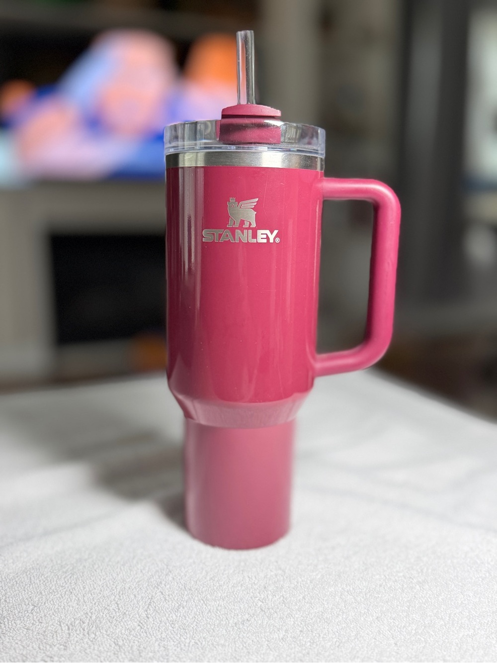 Stanley Hot Pink Insulated Tumbler with Handle and Straw